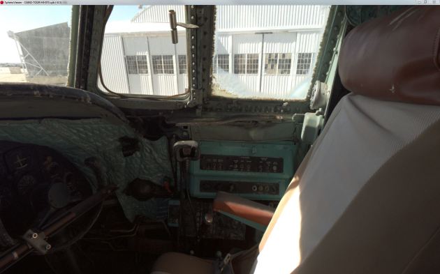 Image : Spheron SpheroViewer screenshot showing dynamic exposure adjustment (recovering data through the windows) Spheron_073_EC_121_Cockpit_Right_Minus_EV