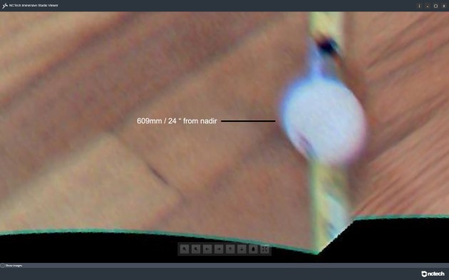 Image : iSTAR FUSION image maximum zoom to first ping-pong (2nd out from nadir). Note extremely blurred with significant chromatic abberation