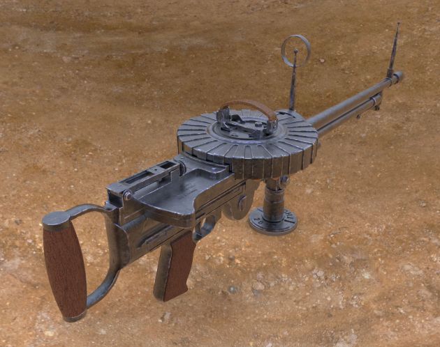 Lewis Gun - Computer rendering of 3D model.